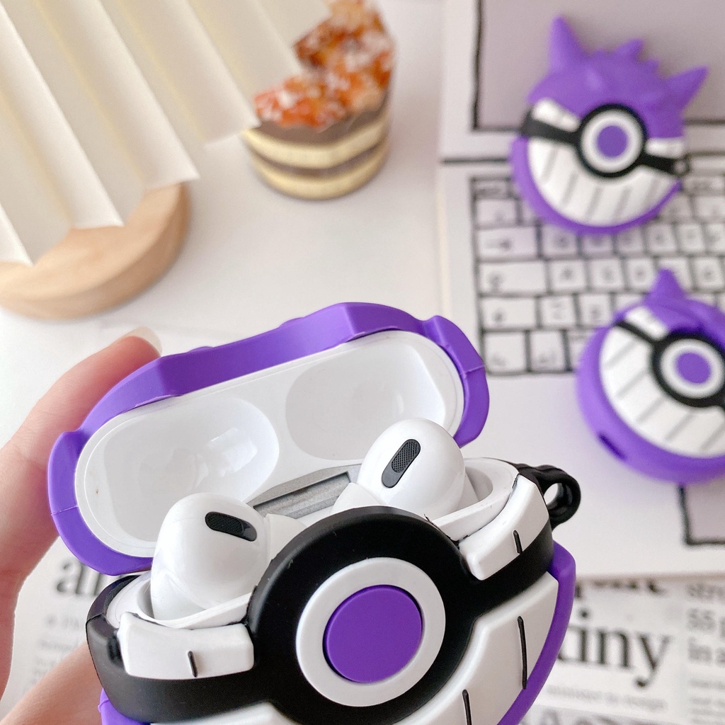 Vỏ Bảo Vệ Hộp Sạc Tai Nghe compatible AirPods 3 3rd) Geng Ghost Pokeball 2021 Bằng Silicone