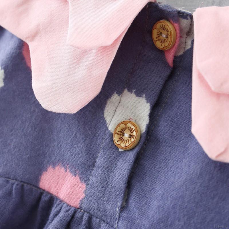 Đầm dài tay họa tiết chấm bi xinh xắn dành cho bé gái