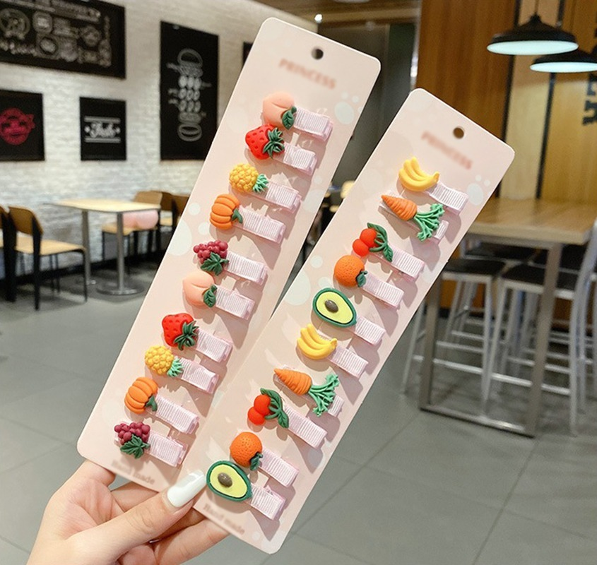 Bộ 10 Kẹp Tóc Xinh Xắn Hình Họa Tiết Mây / Trái Cây Cho Bé Gái