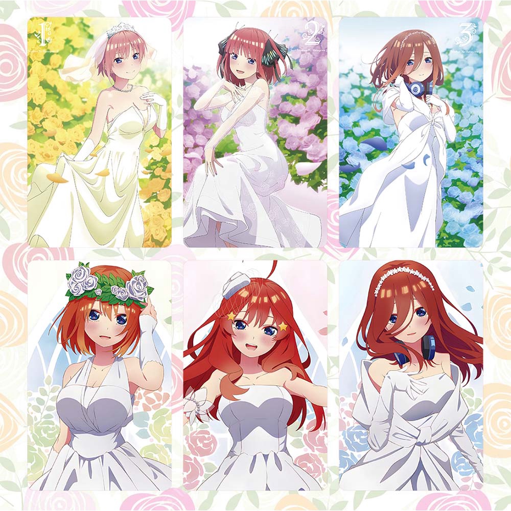 Ảnh card bo góc in hình Gotoubun No Hanayome WEDDING DRESS ver Váy Cưới Nhà Có 5 Nàng Dâu thẻ bo viền 5*8cm #