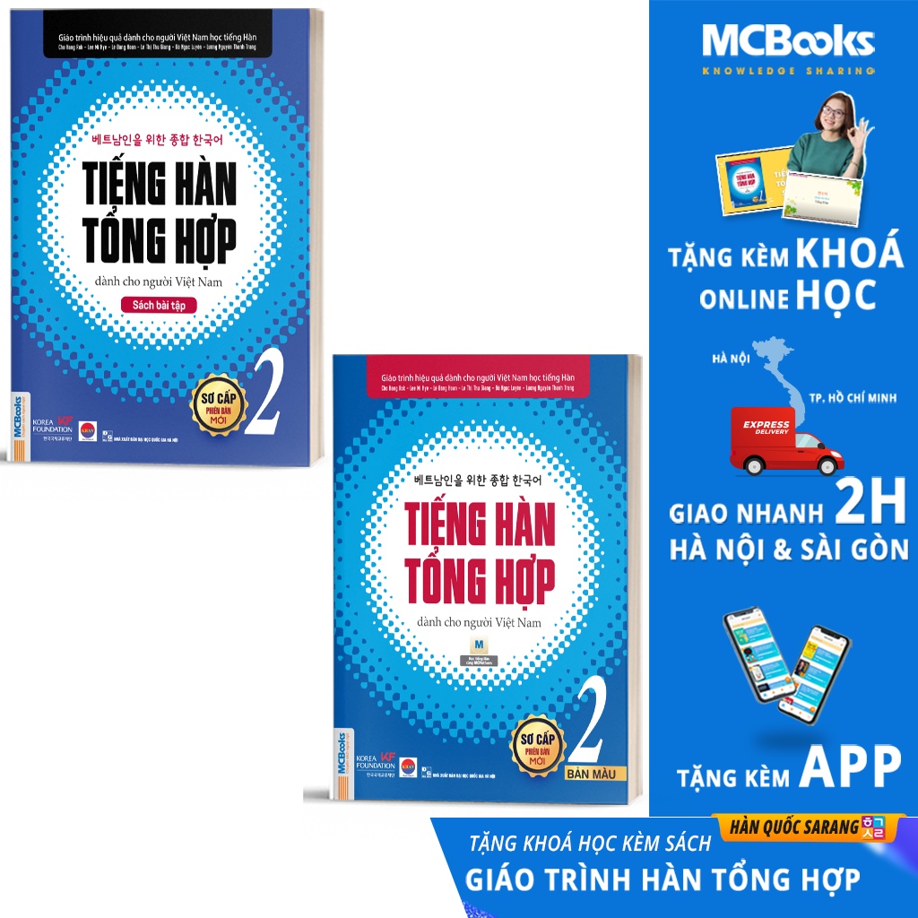 [Mã LIFEMC1111 giảm 8% đơn 99k] Sách - Combo Tiếng Hàn Tổng Hợp Dành Cho Người Việt Nam - Sơ Cấp 2