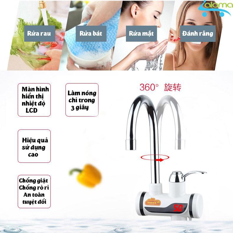 Máy làm nóng nước trực tiếp tại vòi có vòi rửa và vòi sen QWater RX-04 loại gắn tường