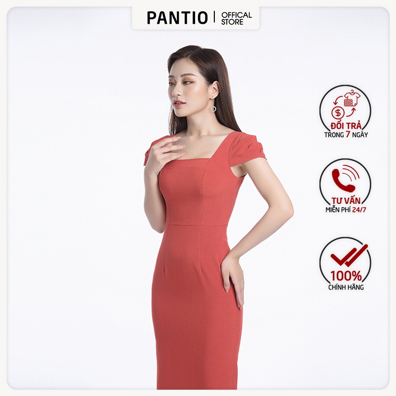 Đầm công sở chất liệu thô đũi dáng ôm ngắn tay FDC32746 - PANTIO