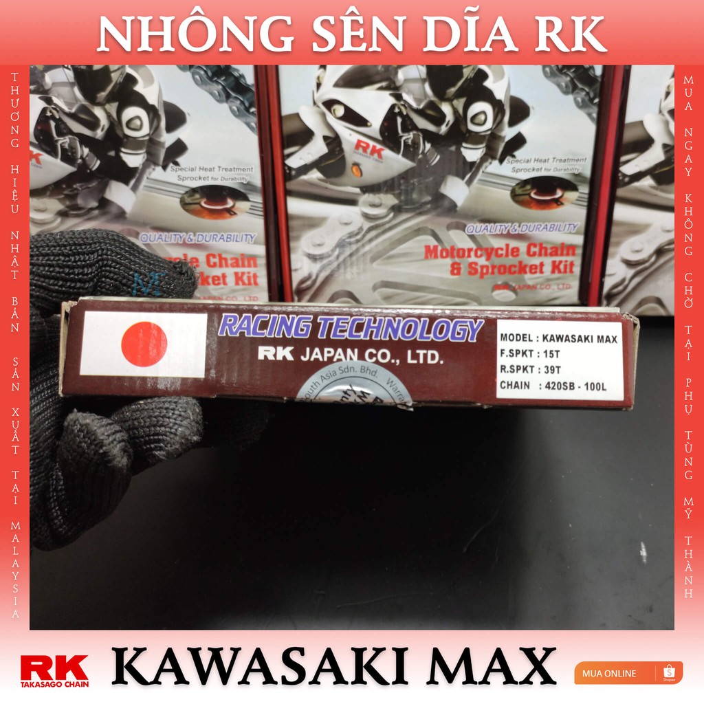 Nhông sên dĩa RK xe Kawasaki Max thương hiệu Nhật Bản