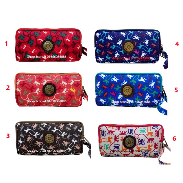 Ví cầm tay 3 ngăn Kipling size 20*10 cm