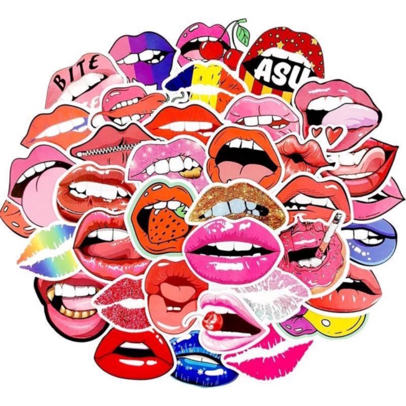 10-60 hình dán Stickers Lips môi decal