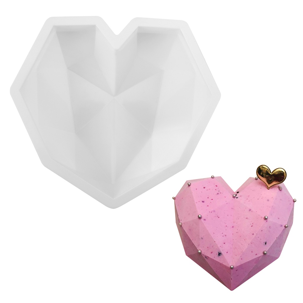 Khuôn Silicone Làm Bánh Tạo Hình Trái Tim/Hình Học Tiện Dụng