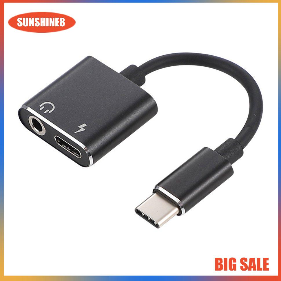 【SUN】[NEW]USB C to Jack 3.5 Type C Cable Adapter 2-in-1 Type C 3.5mm Earphone Converter
