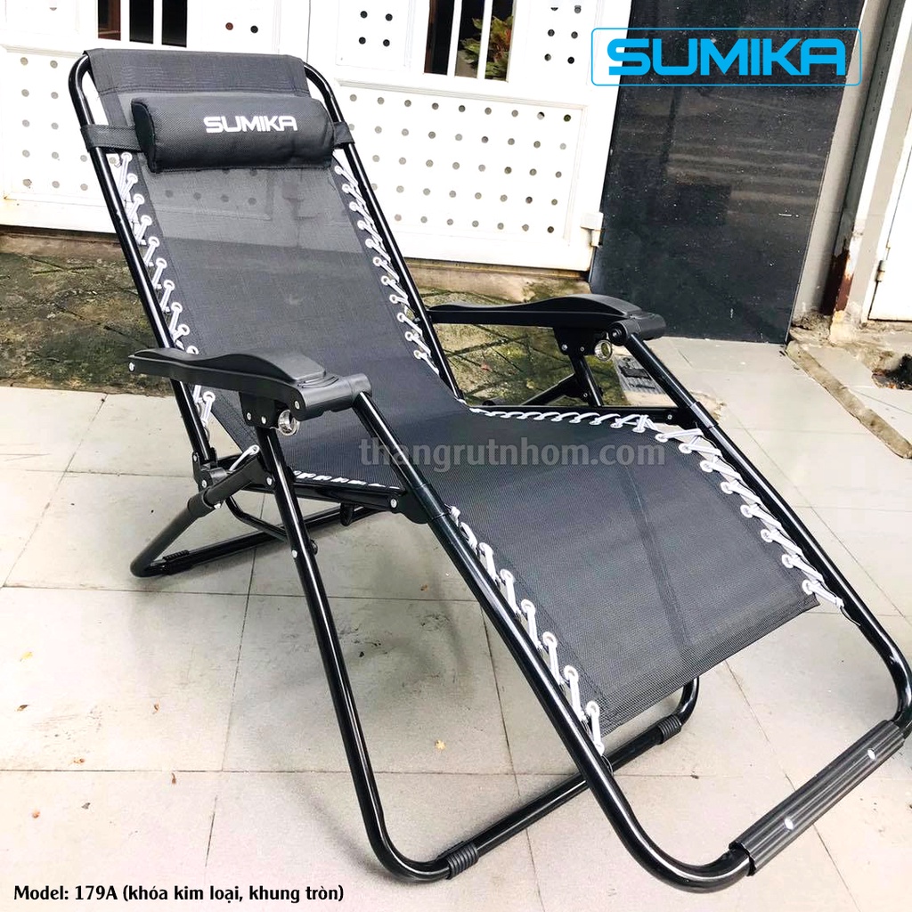 Ghế xếp thư giãn Sumika 179A (Khóa kim loại, khung ghế tròn) TẶNG NGAY 200.000