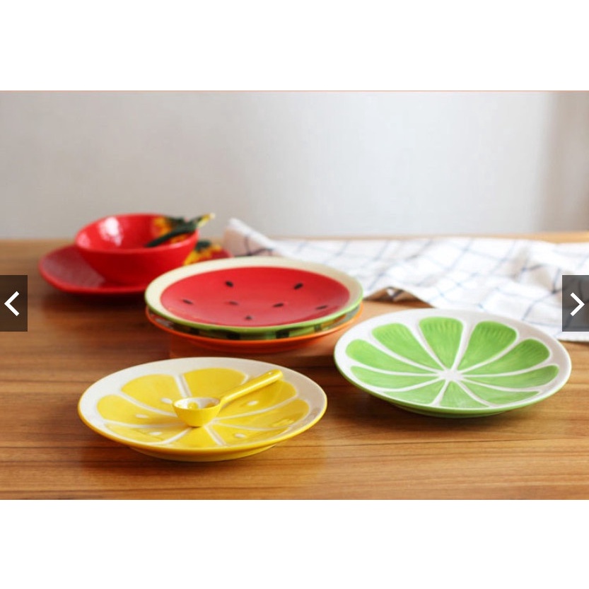 BÁT ĐĨA ĂN SỨ HÌNH HOA QUẢ DƯA HẤU, CHANH, TÁO, CAM DỄ THƯƠNG