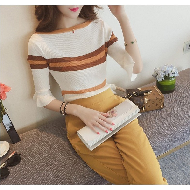 Áo Dệt Kim Nữ Kẻ Sọc Thời Trang | BigBuy360 - bigbuy360.vn