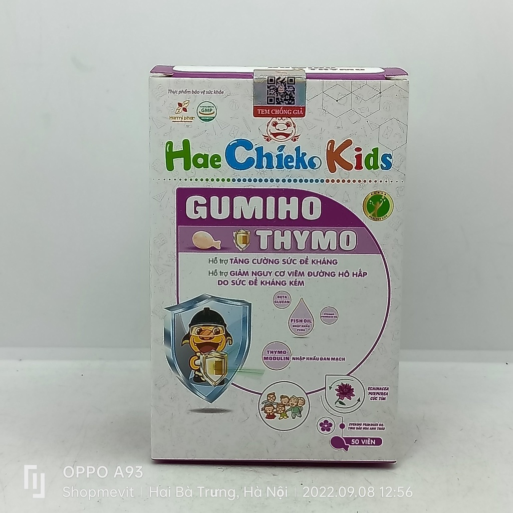 Hae Chieko Kids Gumiho thymo hộp 50 viên tăng đề kháng cho bé