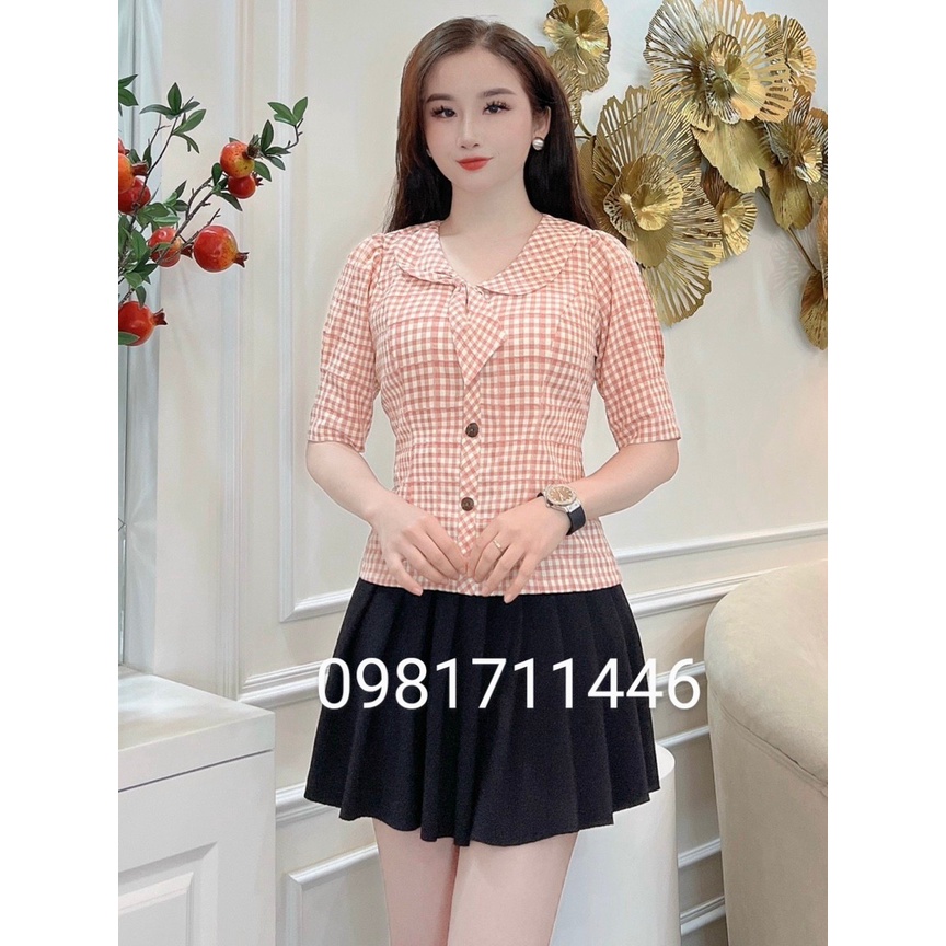 Áo Sơ Mi Nữ Kẻ Sọc Caro  Phong cách Hàn Quốc - Quảng Châu Cao Cấp
