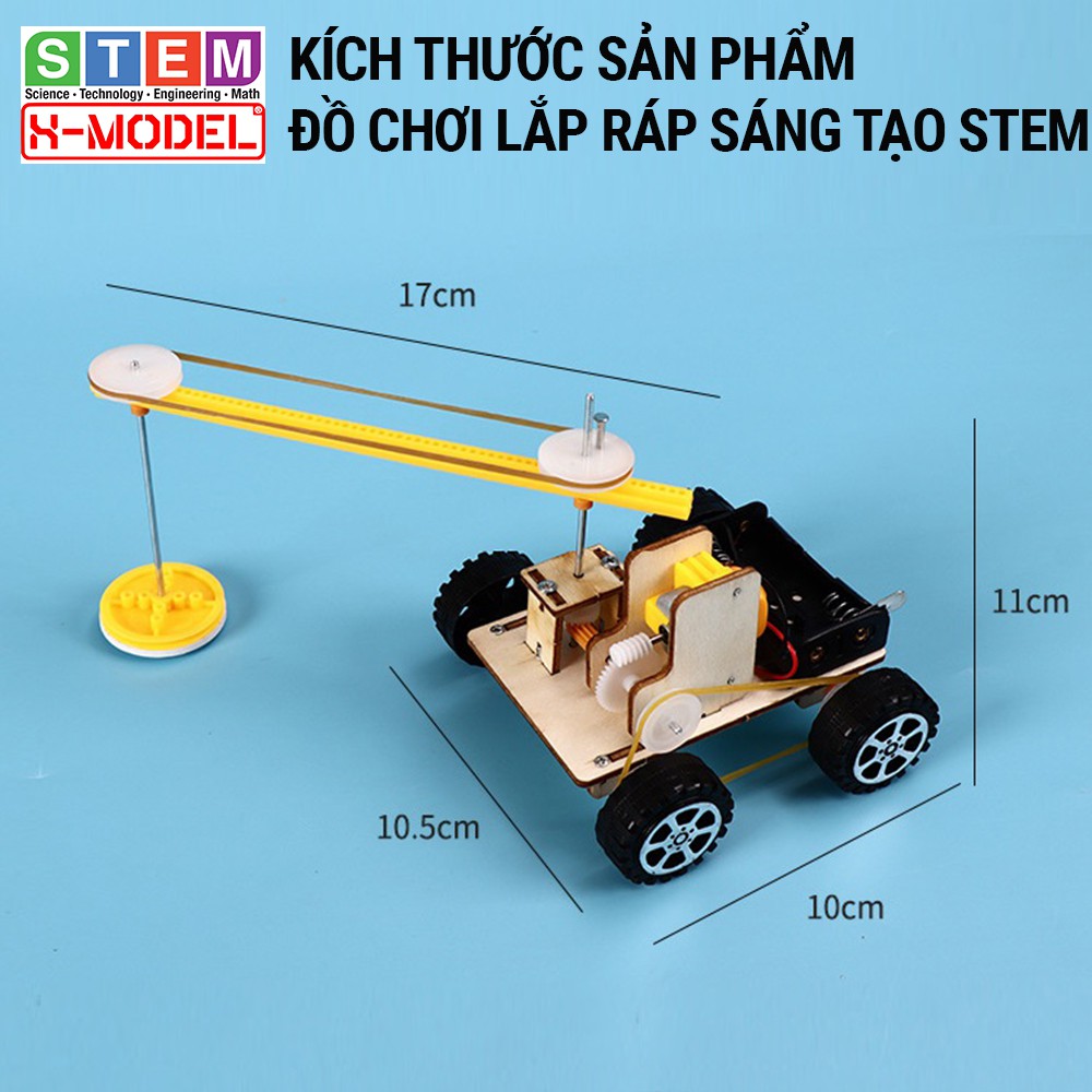 Đồ chơi thông minh sáng tạo STEM Xe ô tô 4 bánh quét vật liệu tự làm, cán trục xoay 360 độ cho trẻ em ST102 XMODEL