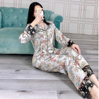 Bộ ngủ lụa Pizama hoạ tiết mã P210 hàng cao cấp