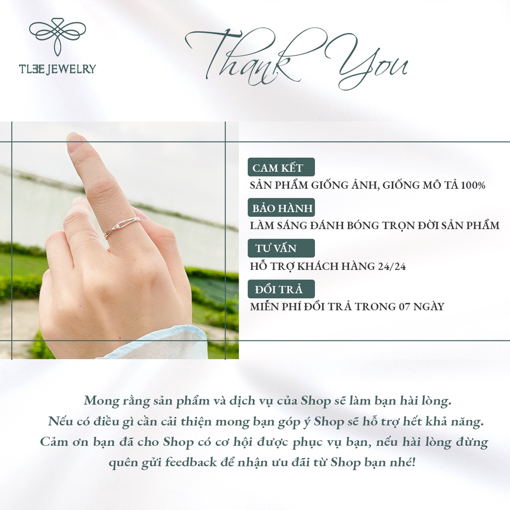 Nhẫn bạc nữ TLEE hình khối móc nối basic cá tính NCJ A0173