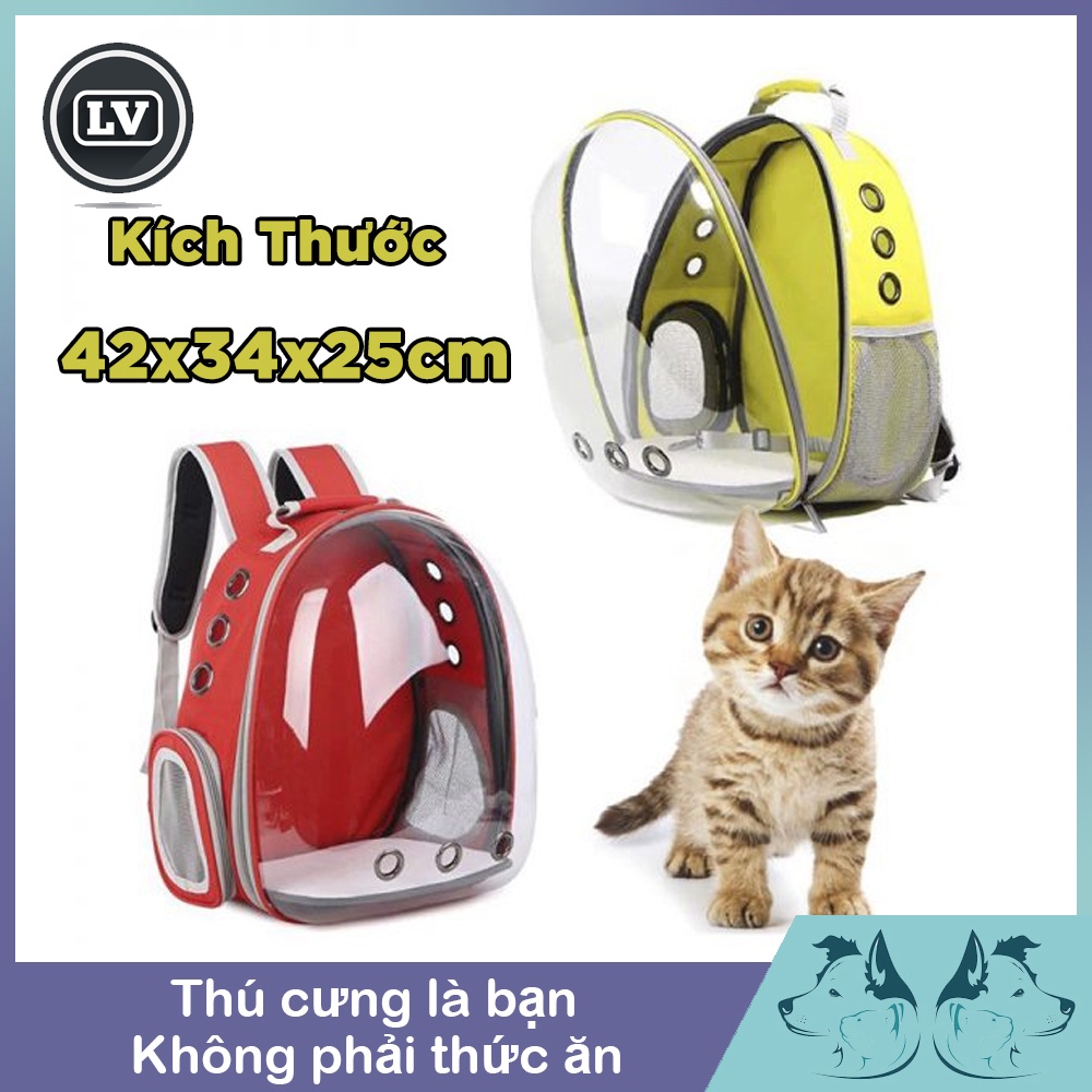 Balo Dành Cho Thú Cưng - Balo Phi Hành Gia Trong Suốt Vận Chuyển Thú Cưng Dưới 8Kg Tặng kèm Lót Lông Giữ Ấm Cho Em Thú C