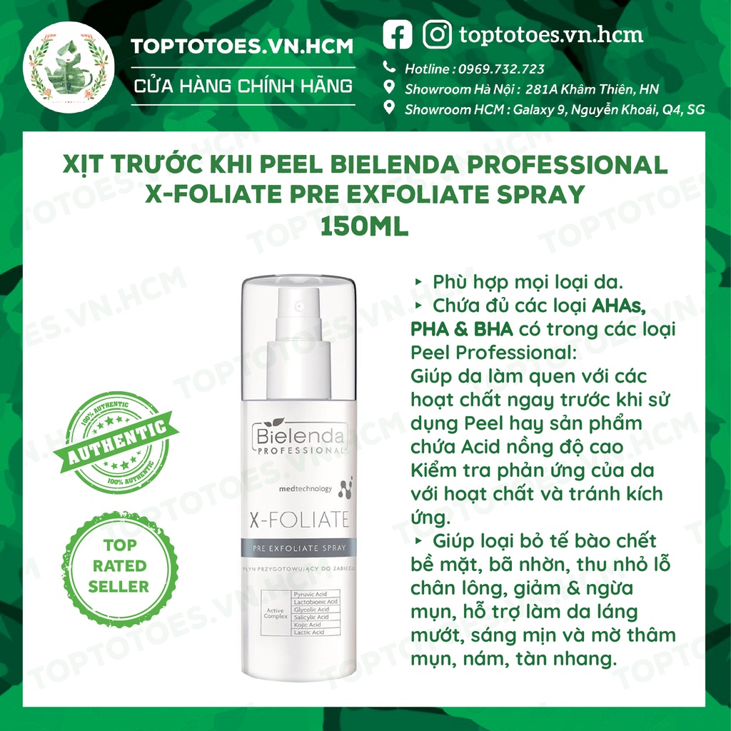 [Date SALE] Xịt trước khi peel Bielenda Professional X-Foliate Pre Exfoliate Spray - 150ml