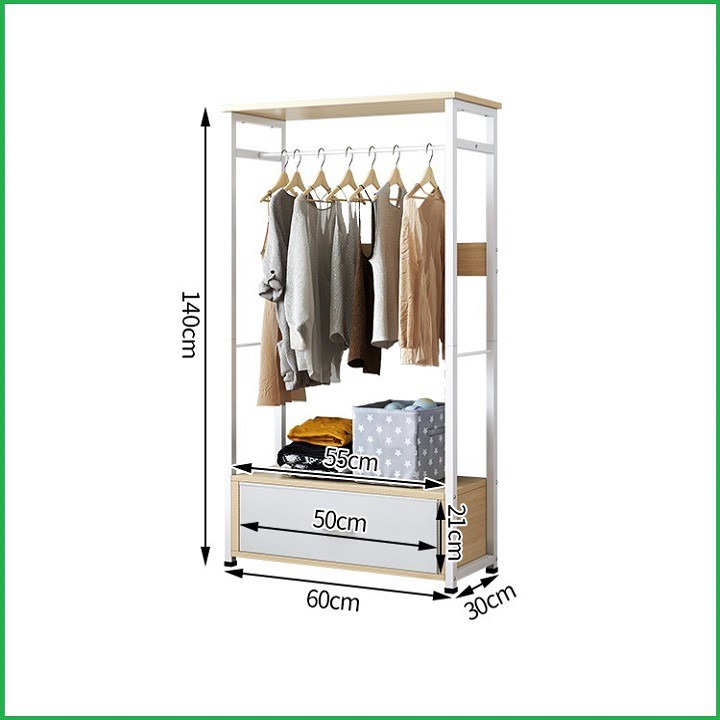 Tủ trống khung thép mặt gỗ MDF ngang 60cm - Tủ treo quần áo - Khung treo quần áo | BigBuy360 - bigbuy360.vn