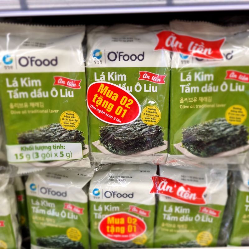 Combo 1 Lốc 3 Gói Rong Biển ăn liền O'food Gói 4,2g – Lá kim ăn liền oliu dành cho người lớn và trẻ em