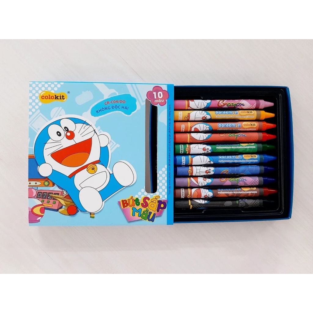 Hộp 10 Bút Sáp Màu Doraemon - Colokit CR-C04/DO (Mẫu Bao Bì Giao Ngẫu Nhiên)