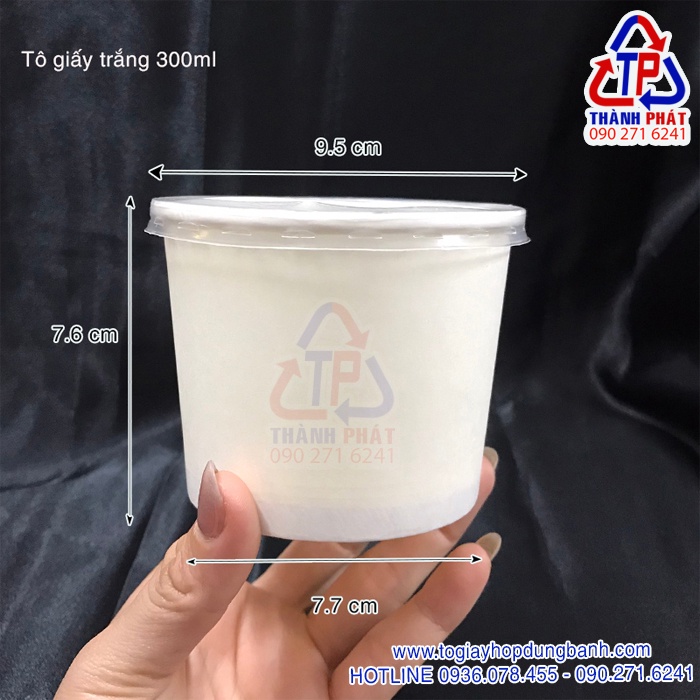 50 Tô giấy đựng kem 300ml - Tô giấy nhỏ đựng canh
