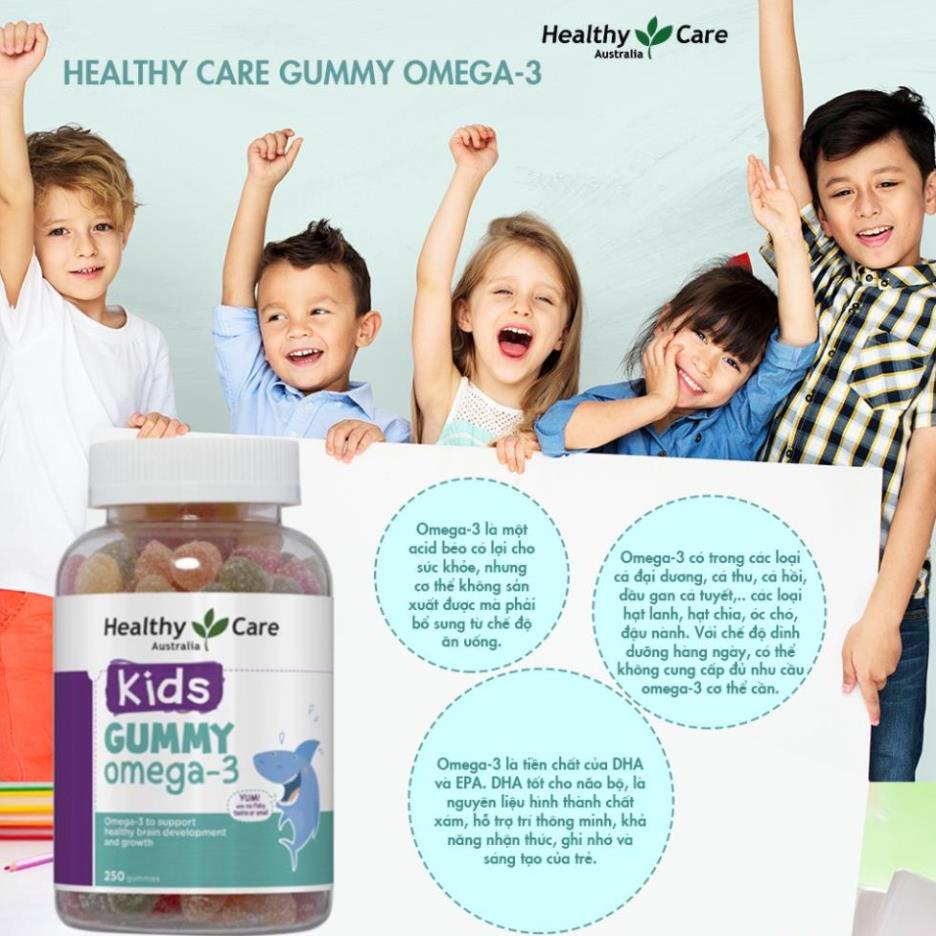 Kẹo dẻo tăng thị lực phát triển trí não Healthy Care Kids Gummy Omega-3 250 viên