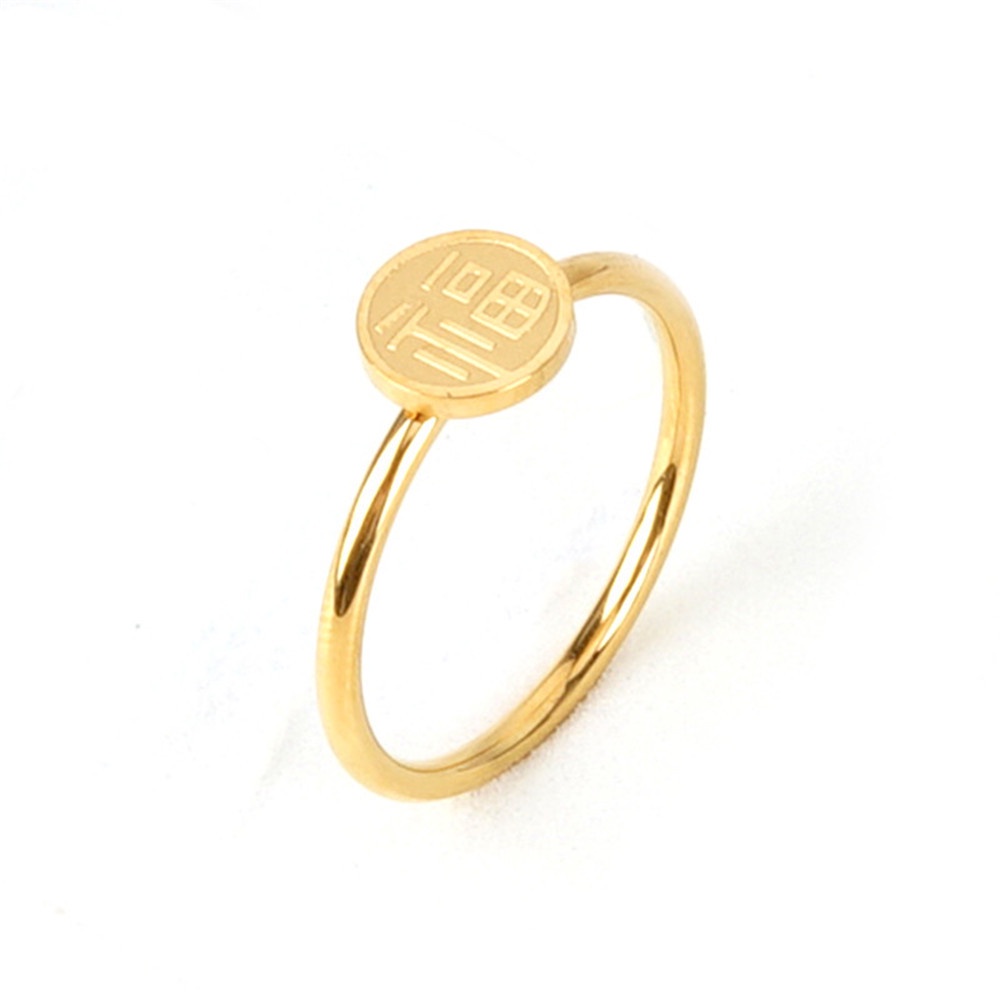 ☆☆☆1 Nhẫn Thép Titan Thiết Kế Đơn Giản Phong Cách Trung Hoa Cho Nữ