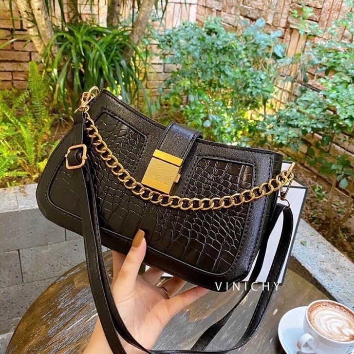 Túi kẹp nách khoá vuông dây xích công sở thời trang đi chơi đẹp giá rẻ DIOMI