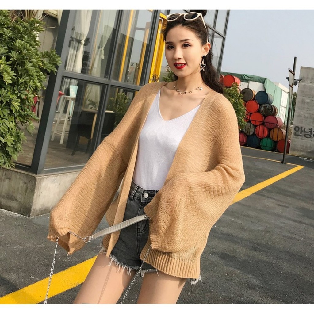 Áo Khoác Nữ Len Mỏng Cardigan Phong Cách Hàn Quốc Thoáng Mát