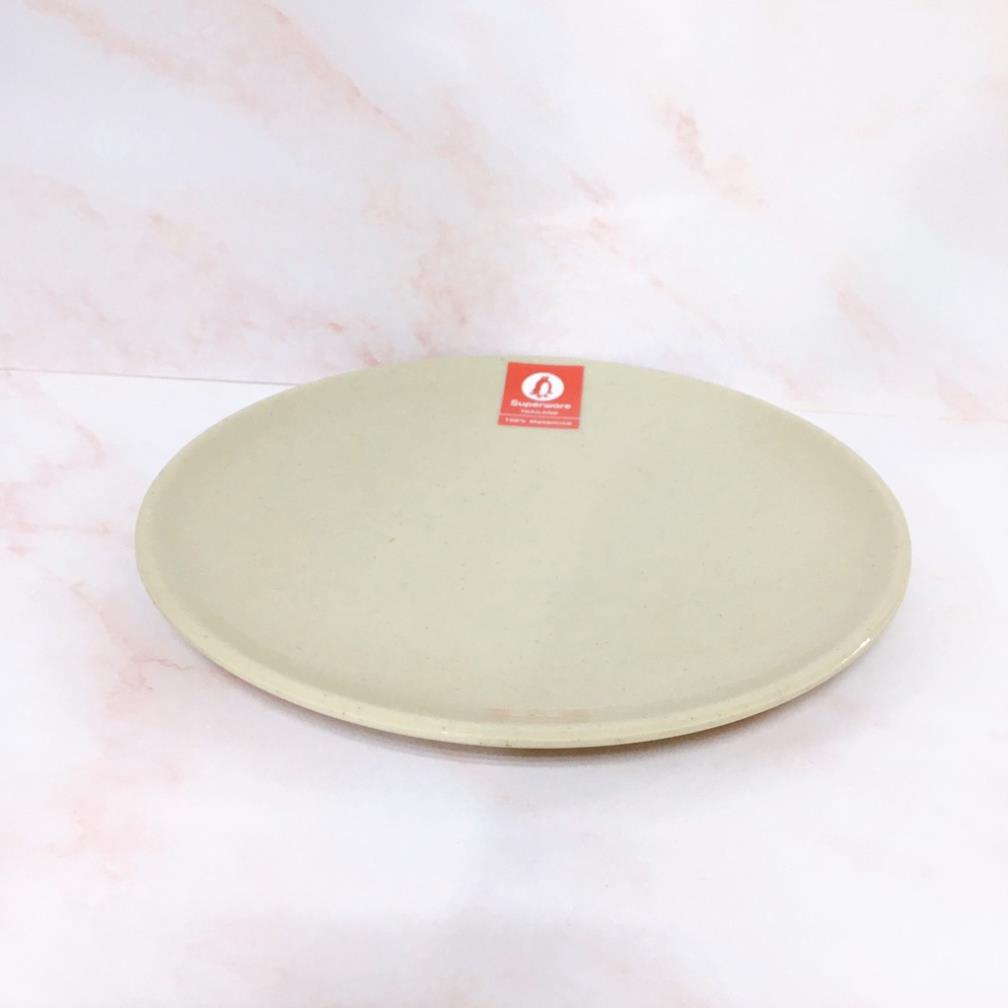 (HÀNG ĐẸP) Đĩa Tròn Ảo SUPERWARE Nhựa Phíp 100% Melamine Nâu Đá - Stone