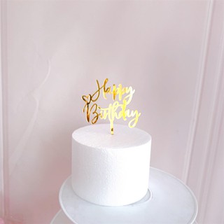 Que cắm HPBD mica 1 tim vàng_Phụ kiện trang trí bánh sinh nhật