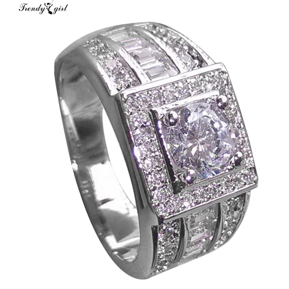 Nhẫn cưới thời trang đính đá quý nhân tạo bắt mắt cho nam giới