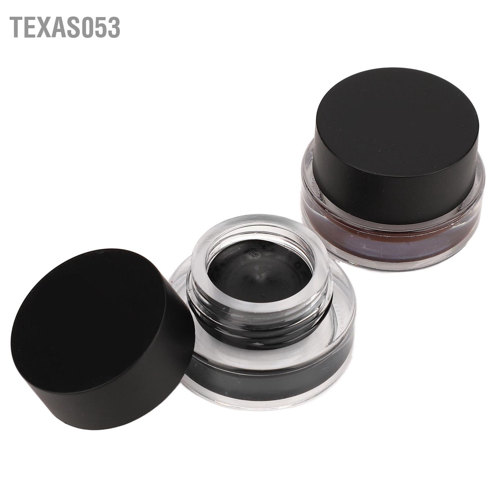 Texas053 Dụng cụ kẻ mắt Hướng dẫn silicone chống thấm nước Đũa phép với Kem màu nâu đen để trang điểm