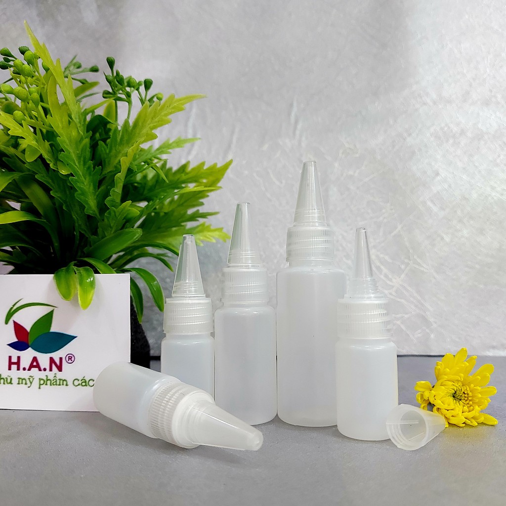 Chai nhựa nắp nhọn thân MỀM 10ml / 20ml / 30ml - lọ chiết mực, lọ đựng mỹ phẩm NẮP NHỌN