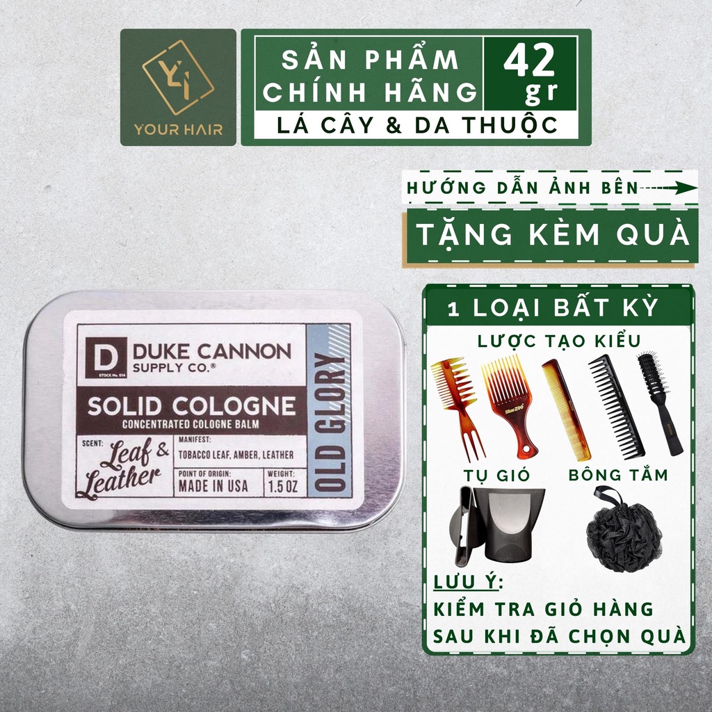 Nước hoa khô Duke Cannon SOLID COLOGNE - Old Glory - 42gr | Lá Cây & Da Thuộc