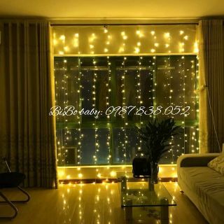 Đèn led mưa 3x3m màu vàng 12 sợi trang trí tiệc, sự kiện - BiBo baby
