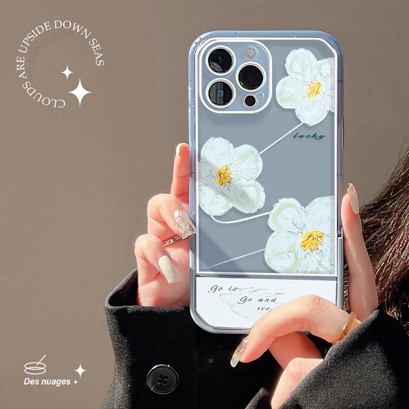 Ốp Điện Thoại Tpu Silicon Mềm Chống Sốc Hình Hoa Màu Trắng Trong Suốt IPhone 11 12 13 Pro MAX XR X XS MAX 6 6S 7 8 Plus