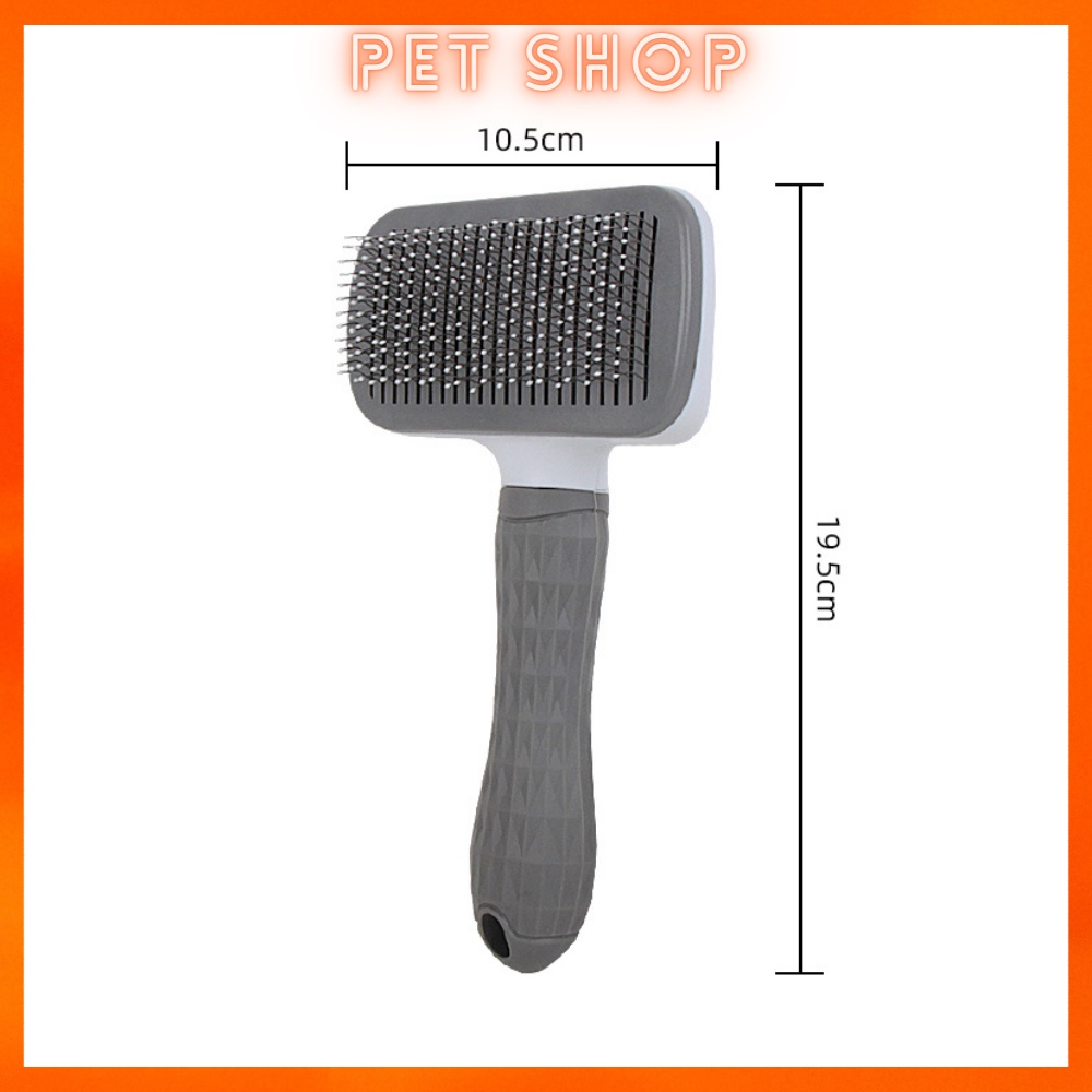 Lược chải lông chó mèo có nút bấm đẩy lông cao cấp dễ dàng loại bỏ lông khi chải, tay cằm bằng silicon dễ dàng gỡ rối
