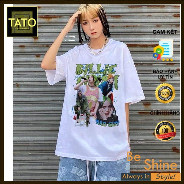 Áo thun Billie Eilish form rộng tay lỡ, áo phông unisex vải cotton in hoạt tiết