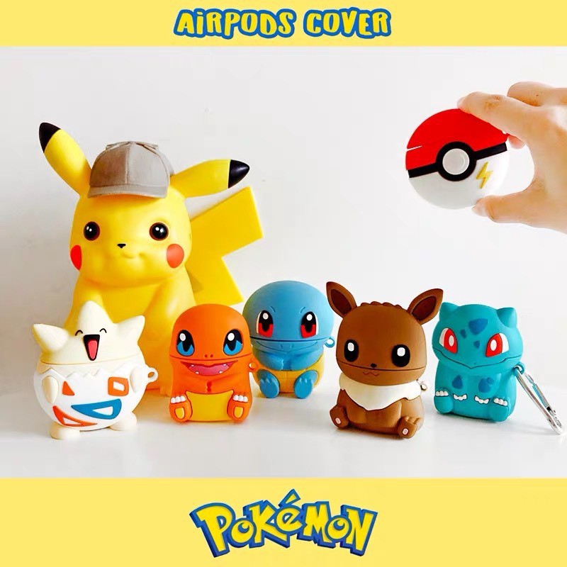 Vỏ bảo vệ Airpods 2 3 PRO Pokemon chất liệu nhựa silicone mềm mịn Hàng mới 4 Double B Store