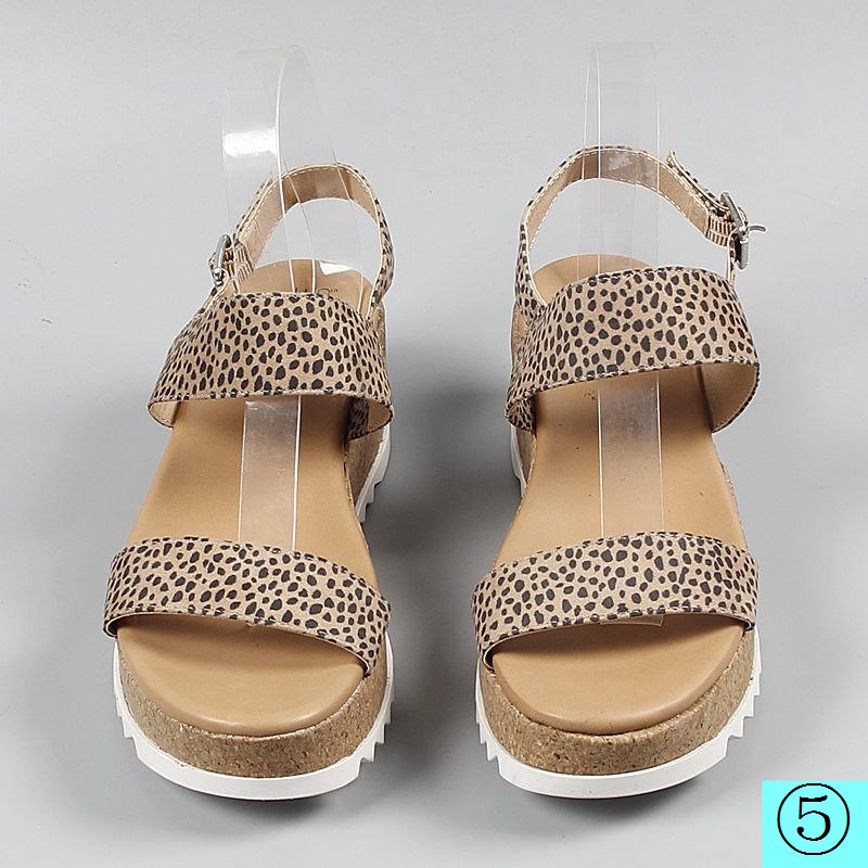 Giày Sandal Đế Xuồng Dày Họa Tiết Da Báo Phong Cách Âu Mỹ Thời Trang Mùa Hè 2022