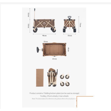 Xe đẩy gấp gọn 4 chiều có thể tháo rời bánh TC03 NatureHike NH20PJ009