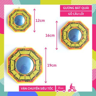 Gương bát quái gỗ lồi treo cửa trấn trạch hóa giải lỗi phong thủy - Có hướng dẫn