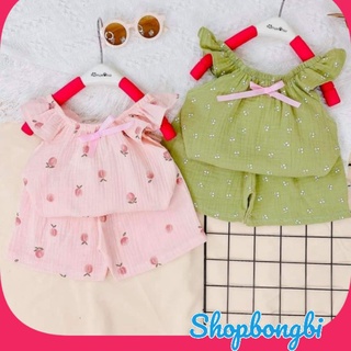 Bộ bé gái 2 dây cánh tiên chất liệu xô Muslin đẹp mát