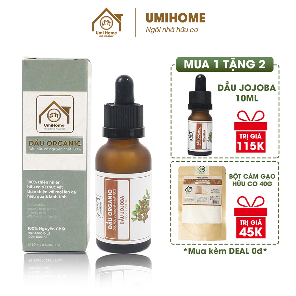 Dầu Jojoba UMIHOME nguyên chất dưỡng ẩm, kiềm dầu, massage và tẩy da chết hiệu quả cho da 30ml