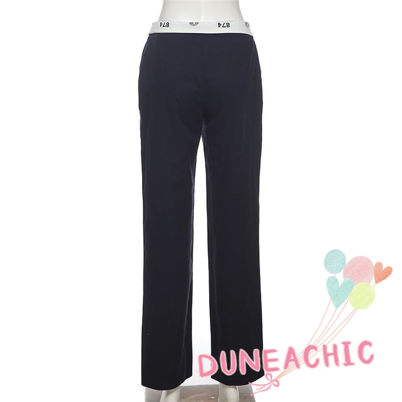 DUNEA Quần ống rộng Lưng Thấp Màu Sắc Đơn Giản Quyến Rũ Cho Nữ