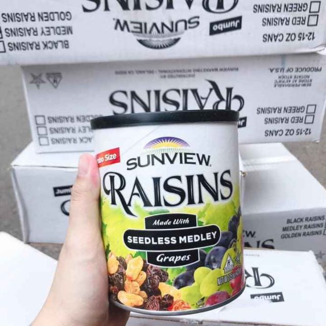 NHO KHÔ 3 MÀU SUNVIEW RAISINS GIÁ #120K HỘP 425GR