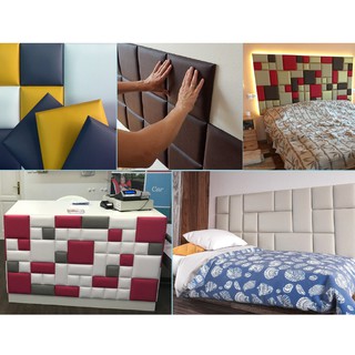 Tấm Dán Tường Bọc Nệm Da Cao Cấp Trang Trí Phòng Ngủ và Giường Tấm  3D vuông