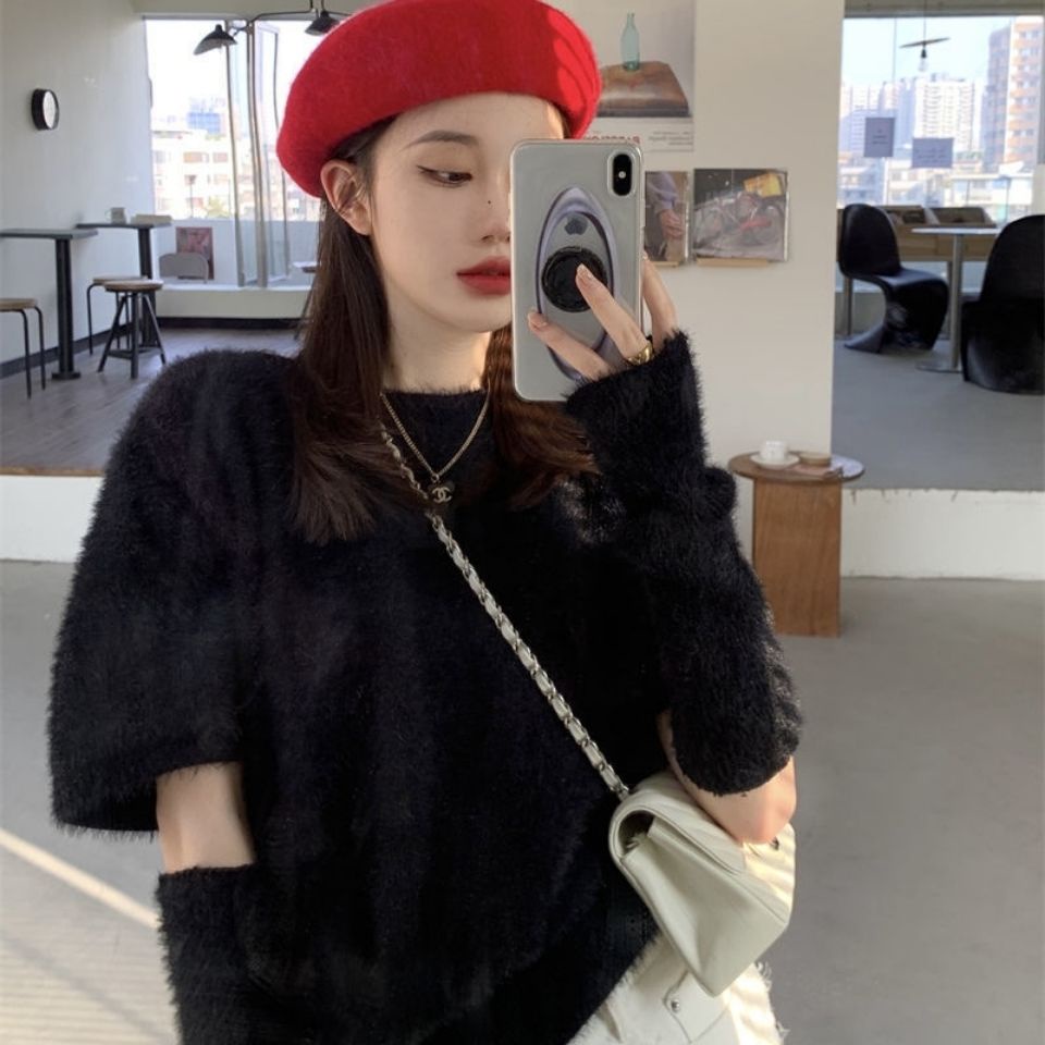 ☸Set Áo Sweater Lông Chồn Mềm Mại Phong Cách Phương Tây Cho Nữ